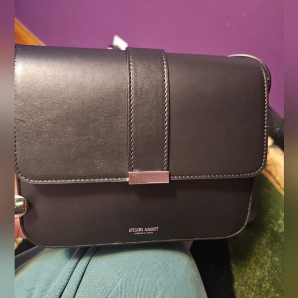 Ateliers Auguste Handbags - Ateliers Auguste MINI MONCEAU Black Leather Crossbody Bag Adjustable Strap